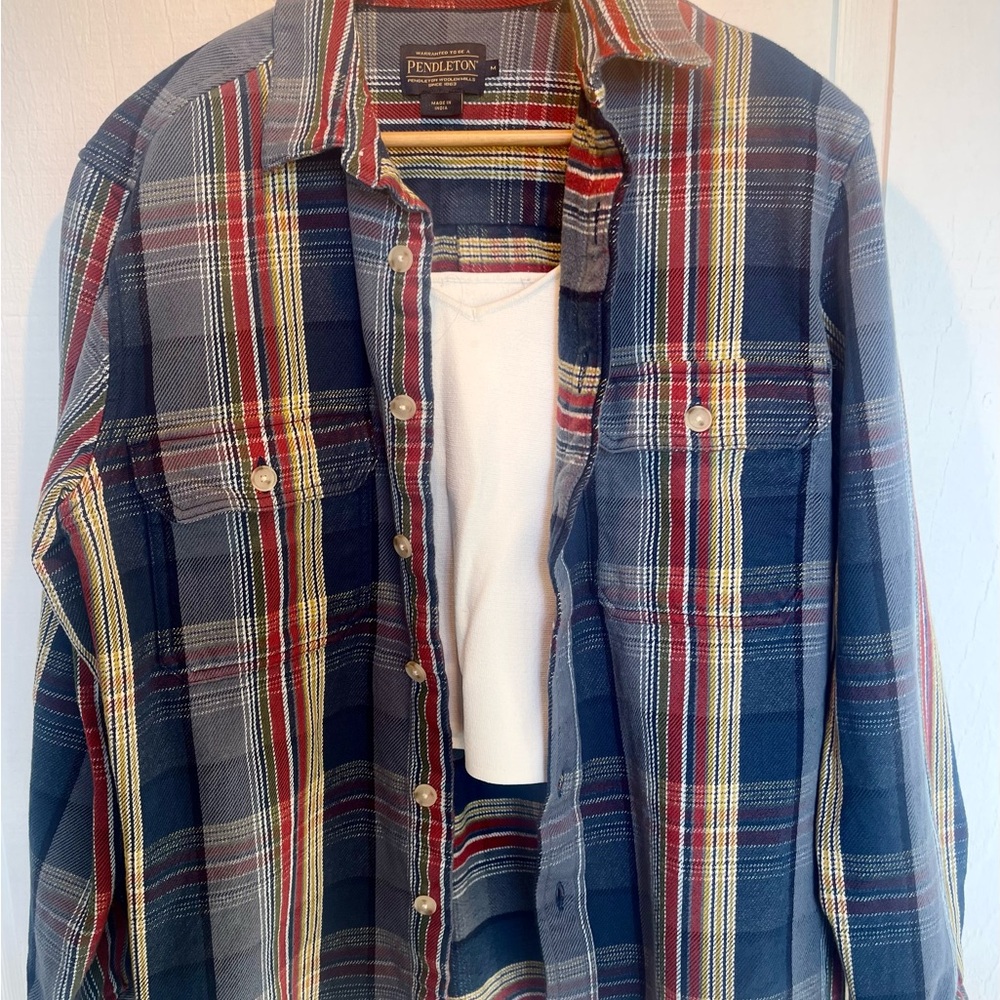 Pendleton Blue, Red & Yellow Plaid Button-Front Shirt
